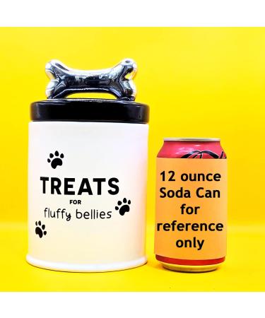 Fluffy Bellies Dog Treat Jar - 5 Cup Black White Ceramic Container - Farmhouse Dog Cookie Canister - Rustic Pet Food Jar - Buy Online on SooperMarket.com