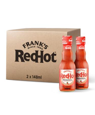 Frank's RedHot Original Cayenne Pepper Sauce 148 ML | Pack of 2 | Hot Chilli Sauce | Bursting with Fiery Heat and Delicious Flavours | No Artificial Colours Flavourings or Preservatives Original 148 ml (Pack of 2)