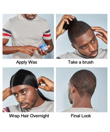 3pcs Silky Durag & Wave Brush Set for Men - 360 Curved Medium/Hard Hair Brushes - Buy Online on SooperMarket.com