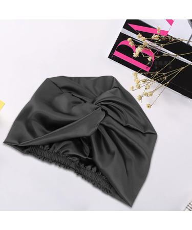 Mulberry Silk Hair Wrap for Sleeping | Double-Sided Sleep Cap | Silk Bonnet for Curly Hair | Black - Buy Online on SooperMarket.com