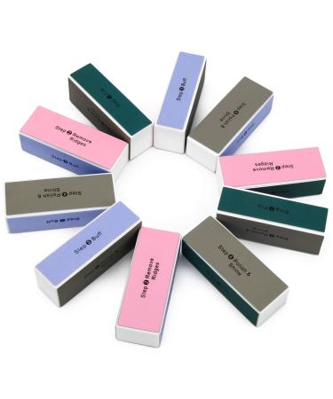 AHIER 10 pcs Nail Buffer, 4 Way Colorful Nail Art Shiner Polisher Buffing Sanding Files Block Manicure Care DIY