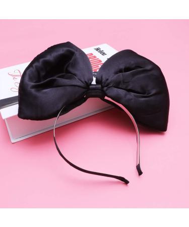 Minkissy Huge Bow Headband Candy Colored Hair Hoop Party Props Lovely Large Bowknot Hairband Party Props for Woman Girl(Black) - Buy Online on SooperMarket.com