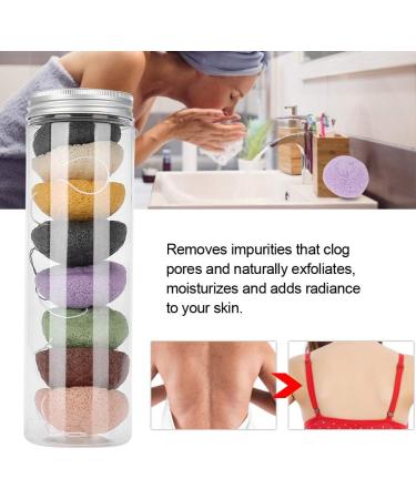 Konjac Wash Face Flutter Set - 8pcs Round Type Body Sponges for Deep Pore Cleansing and Exfoliation - Buy Online on SooperMarket.com