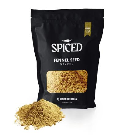 SPICED Ground Fennel Seed Powder, 6oz of Ground Fennel Seeds in Resealable Bag, Great for Tea, Pastries, Rubs, Roasting, Seasoning and Home Cooking
