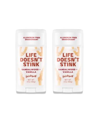 Natural Organic Sensitive Skin Deodorant Stick with Sandalwood + Vanilla Coconut Oil and Activated Charcoal Aluminum Free Deodorant by Stinkbug Naturals 2.1 Ounce Pack of 2