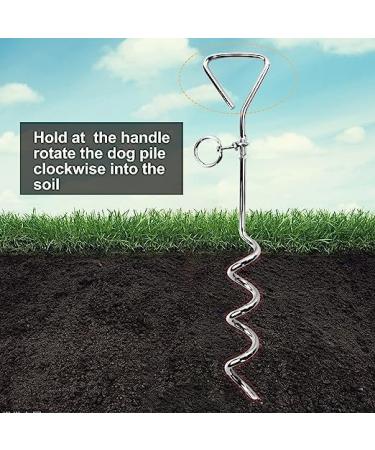 10ft Dog Tie Out Cable with 15" Spiral Ground Stake Spike for Small to Medium Dogs Up to 60 lbs for Playing Camping Outdoor Yard and Backyard in Ground (White) - Buy Online on SooperMarket.com