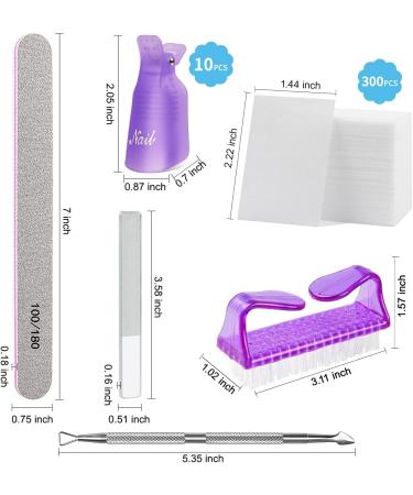 MORGLES Gel Nail Remover Kit - 10 Nail Clips, 300 Cotton Pads, Files, Shiner, Cuticle Pusher, Brush - Purple - Buy Online on SooperMarket.com