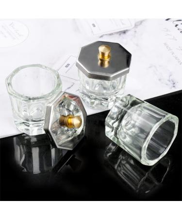Nail Art Bowl Set - Crystal Glass with Stainless Steel Lid | 2pcs Nail Art Liquid Container & Tools for Perfect Nails - Buy Online on SooperMarket.com