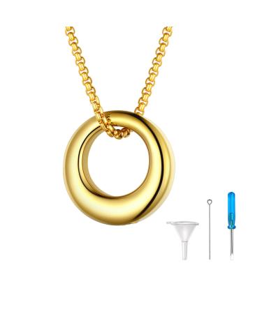 U7 women Cremation urn necklace for ash cycle of life/Celtic knot/dog feet/wings/crucifix/cylinder urn chain stainless steel pendant chain fire burial jewelry for men's circle of life gold not adaptable