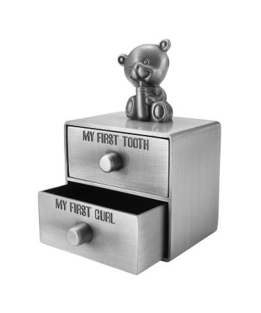 Mogoko Silver Baby First Tooth and Curl Keepsake Box Set - Gender Neutral Kids Teeth Fairy Holder - Buy Online on SooperMarket.com