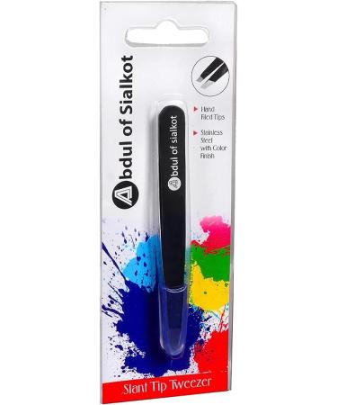 Abdul of Sialkot Slant Tip Stainless Steel Eyebrow Tweezers - Professional Precision for Women & Men - Perfect for Brow & Facial Hair - Pack of 1 (Black) - Buy Online on SooperMarket.com