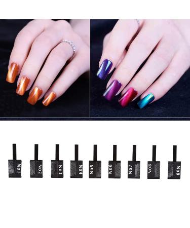 9 Piece 3D Cat Eye Nail Art Set | Magnetic LED Polish & UV Gel Tools for Stunning Manicures - Buy Online on SooperMarket.com
