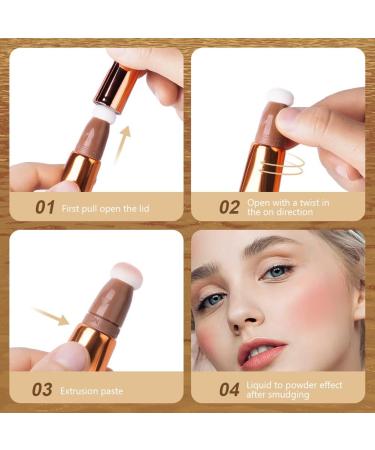 AOOWU Contour Beauty Wand Liquid Highlighter & Matte Blush - Long Lasting, Lightweight Makeup with Cushion Applicator - Buy Online on SooperMarket.com