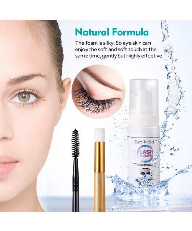 50ML Eyelash Extension Cleanser Kit with Makeup Brush - Daily Foaming Shampoo for Extensions and Natural Lashes - Buy Online on SooperMarket.com