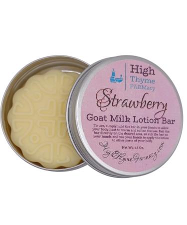 Strawberry Lotion Bar - Hydrating Goat Milk Lotion for Dry Skin | Eco-Friendly Beeswax Solid Lotion | Travel-Friendly Zero Waste Hand Care - Buy Online on SooperMarket.com