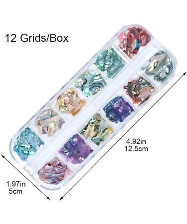 12 Grids Nail Art Shell Flakes Fragments Texture 3D Nail Charm Nail Art Decoration Manicure DIY Accessories - Buy Online on SooperMarket.com