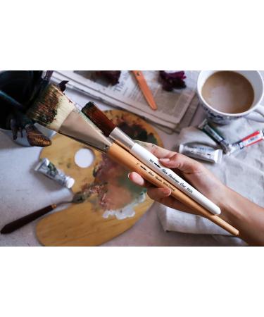 Silver Brush Limited 8036MD Silver Jumbo Landscape Oval Brush - Medium Size, Short Handle for Large Murals, Easel Painting, and Furniture - Buy Online on SooperMarket.com