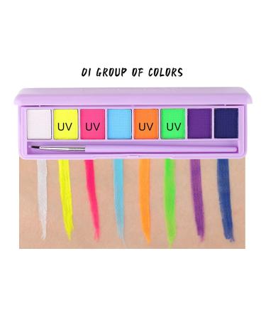 Paminify 2 Packs Water Activated Eyeliner Palette - UV Glow Fluorescent Eye Liner Set, 16 Neon Colors - Graphic Makeup for Black Light Parties - Buy Online on SooperMarket.com