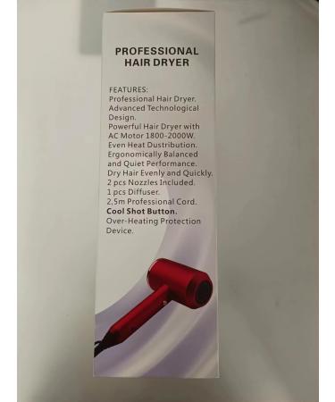 2000W Professional Ionic Hair Dryer with Diffuser - 2 Speeds, 3 Heating Levels - Ideal for Home, Salon, and Travel - Buy Online on SooperMarket.com