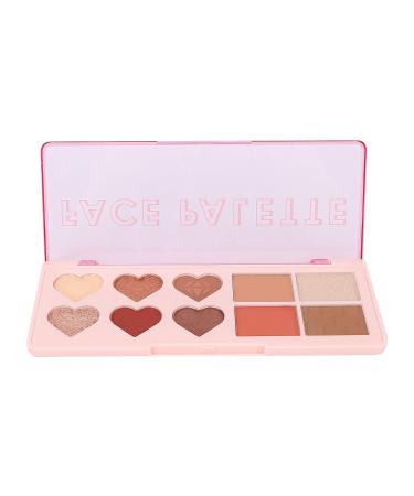 Multi 4 in 1 Face Palette Eyeshadow Blush Contouring and Highlighter Makeup Cosmetic Palette(Red Brown Plate)