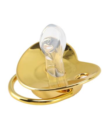 Baby Pacifier Nipple Safe Baby Pacifier in Heart Shape with Rhinestones Flexible for the Bed (Gold) #4