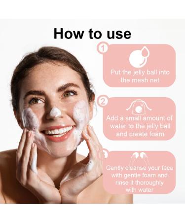 Be Bare Aqua Jelly Ball Cleanser - Daily Korean Face Wash for Dry Skin with AHA BHA & Allantoin - Hydrating Exfoliant - Peachy Pink (1.41oz - Buy Online on SooperMarket.com