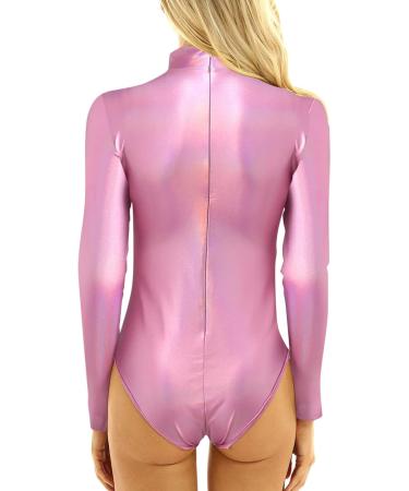 Buy Women's Metallic Liquid Glossy Long Arm Dance Leotard | Stylish Black Jumpsuit for Ballet & Gymnastics - International Shipping Available - Buy Online on SooperMarket.com