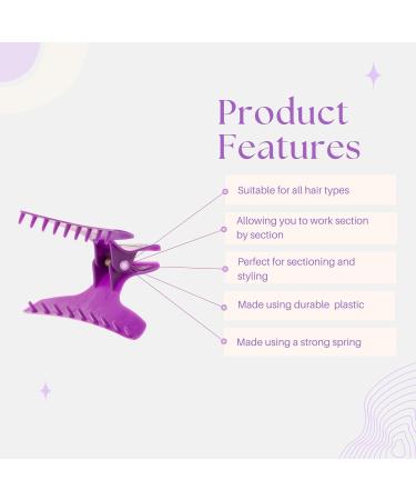 Head Jog 12 Pack Butterfly Hair Clips Accessories for Sectioning and Styling. Hair Clamps for Women and Men (Purple) - Buy Online on SooperMarket.com