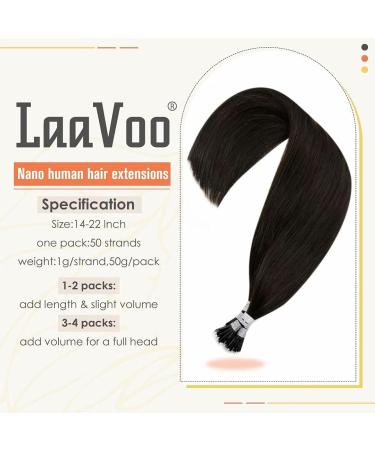 LaaVoo Nano Ring Hair Extensions 18 Inch 50s 50g Darkest Brown Nano Beads Hair Extensions Remy Straight Nano Tip Hair Extensions Real Human Hair #2 18 Inch 1.22Nano#2 - Buy Online on SooperMarket.com