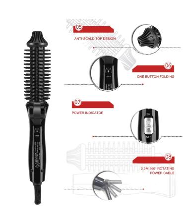Buy Dual Voltage Curling Iron Brush - Foldable Tourmaline Ceramic Ionic Hair Hot Brush (1 in) | Anti-Scald International Shipping Available - Buy Online on SooperMarket.com