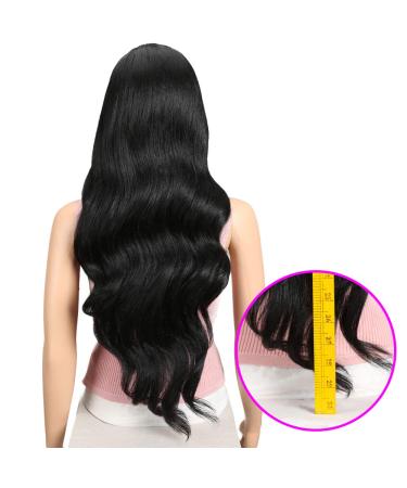 Joedir 30 Inch Black Wavy Lace Wig for Women - 76.2 cm Heat-Resistant Fiber 130% Density Side Part Pack of 1 - International Shipping Available - Buy Online on SooperMarket.com