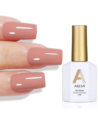 AILLSA Nude Gel Nail Polish 15 ML Color Gel Polish Red Nude Gel Nail Varnish Soak Off UV/LED Nail Lamp Autumn & Winter Color Nail Polish Salon & Home Use Nature Nude