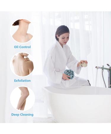 VANZAVANZU Large Luffa Bath Sponge Set of 4 - 80g Mesh Pouf Body Scrubber for Women & Men (Blue-Gray) - International Shipping Available - Buy Online on SooperMarket.com