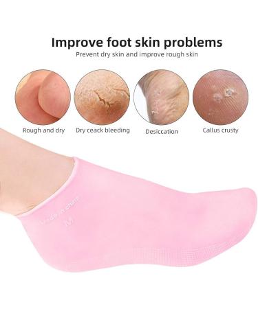 Silicone Gel Moisturizing Socks for Dry, Cracked Feet | Spa Foot Care Waterproof Socks | Fits US Size 6-9 | Pink - Buy Online on SooperMarket.com