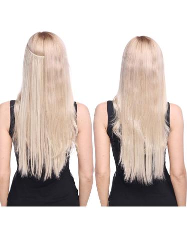Silk-Co Hair Extensions - 50cm Ash Blond Smooth Synthetic Hair with Invisible Cord & Rubber Band Sealing Extensions for Women - Buy Online on SooperMarket.com