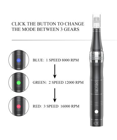 Pelcas Rechargeable Car Derma Micro Needles Roller - Electric Anti-Aging Skin Therapy Pen with 3 Speed Levels 12 Needle Heads for Stretch Marks Acne Scars & Fine Lines - Buy Online on SooperMarket.com