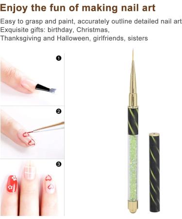 Manicure Liner Pen Nail Rhinestone Picker Dotting Pen Nail Art DIY Decoration Tool for Household Nail Shop (Green stripes (long pull cord)) - Buy Online on SooperMarket.com