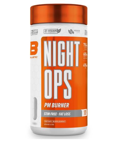 Ballistic Supps - NIGHT OPS - 125 Vegetarian Capsules - NIGHT TIME Fat Metabolizer - Fat Burner