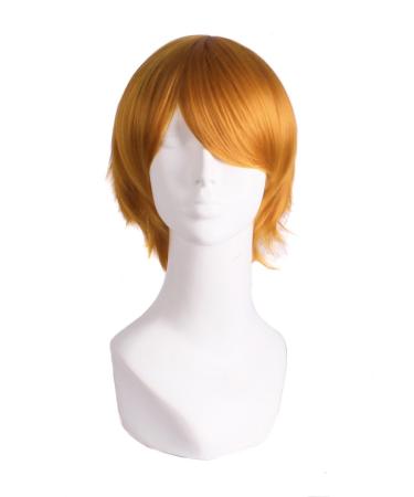 MapofBeauty Cosplay Costume Men's Short Straight Wig (Golden Orange)