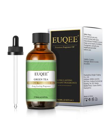 EUQEE Green Tea Fragrance Oil 60ml Green Tea Essential Oil Aromatherapy Fragrance Oils Fragrance Essential Oils for Diffusers for Home DIY Candle Making Green Tea 60.00 ml (Pack of 1)
