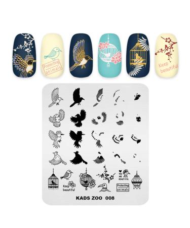 Alexnailart Nail Art Stamping Plate Stamping Template Feathers Bird Eagle Design Template Image Plate Nail Art Tools (ZO008)
