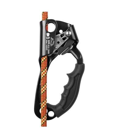 SZCQ SRT Climbing Hand Ascender Aviation Light Alloy Mountaineering Rock Ergonomic Rappelling Gear Equipment Left Handled Ascender Arborist Tree Climber Rigging Black Right Hand