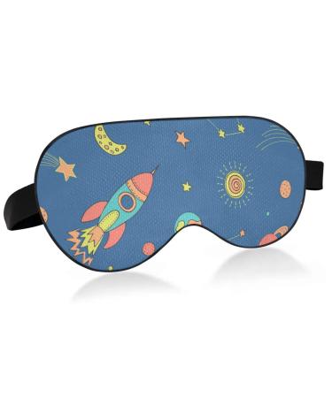 Haskirky Light Blocking Eye Mask Breathable and Adjustable Adult Men and Women Travel on Business Trips Yoga Meditation Light Smooth Comfortable Eye Mask Office Deep Sleep Goodies Cartoon Space Roc