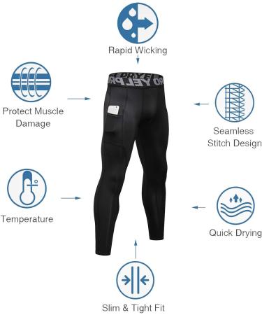 YUSHOW Men's Compression Pants 2 Pack - Running Tights & Workout Leggings - Summer Cool Dry Baselayer - X-Large Black+Grey - Buy Online on SooperMarket.com