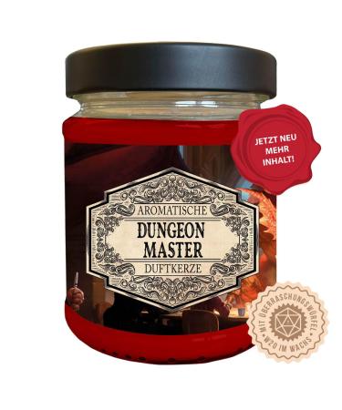 Role play fragrance candle dungeon master with a hidden D20 cube - handmade in Germany (new size) 240ml approx. 40 hours of burning time