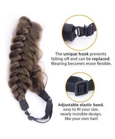 DIGUAN Messy Wide 2 Strands Synthetic Hair Braided Headband in Dark Brown - Classic Chunky Plaited Braids Hairpiece for Women and Girls - 62g/2.1 oz - Buy Online on SooperMarket.com