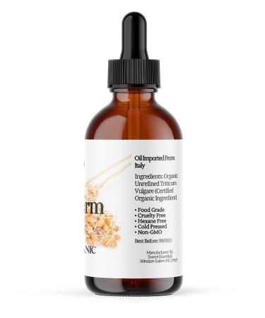 100% Organic Unrefined Wheat Germ Oil - Imported From Italy - 4oz Glass Bottle - Cold-Pressed Natural Moisturizer for Skin, Hair, and Face - Stretch Mark Relief - Non-GMO - Buy Online on SooperMarket.com