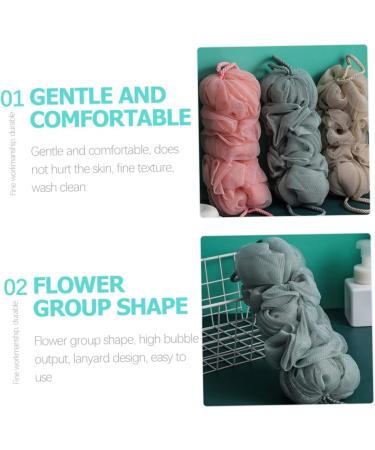 3pcs Bath Ball Shower Sponges for Men - Exfoliating Body Scrubber & Back Washer Pouf for Ultimate Shower Experience - Buy Online on SooperMarket.com