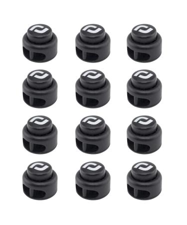 Heavy Duty Cord Locks - Double Hole Drawstring Stopper Fastener for No Tie Shoelaces and More Black