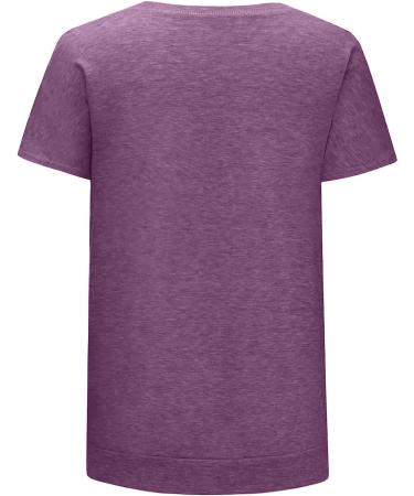 Women's Short Sleeve Loose Fit T-Shirt with Pocket - XX-Large Purple - Buy Online on SooperMarket.com
